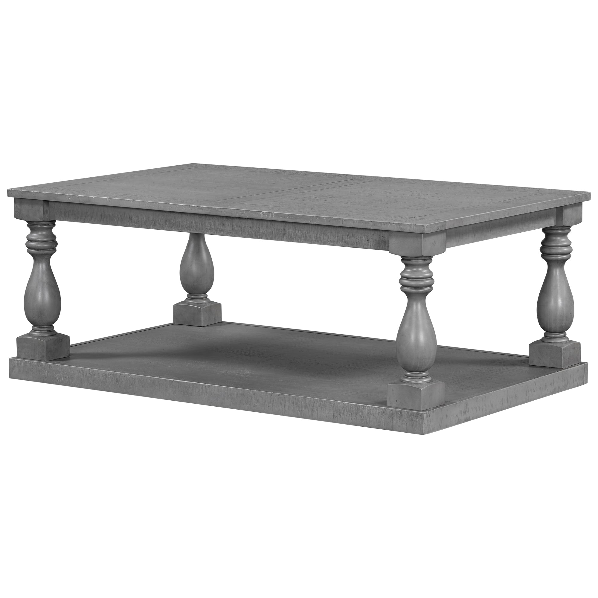 U-STYLE Vintage Coffee Table Featuring Artistic Vase Column Legs And Luxurious Pine Veneer For Timeless Charm Suitable For Living Room  Study Room
