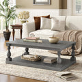 U-STYLE Vintage Coffee Table Featuring Artistic Vase Column Legs And Luxurious Pine Veneer For Timeless Charm Suitable For Living Room  Study Room