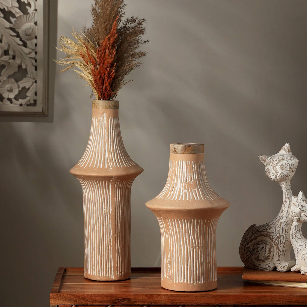 Handcrafted Eco-Mix Tall Decorative Flower Vase -Sustainable & Stylish Accent Piece-7X7X17