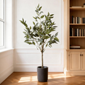 5FT Artificial Eucalyptus Tree With Black Plastic Pot, Realistic Fake Potted Plant For Home Office Indoor Decoration,  Green Faux Tree, 1pc Set