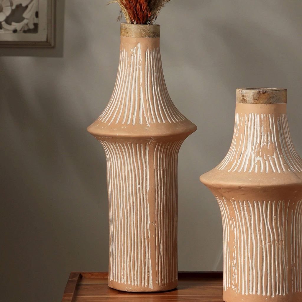 Handcrafted Eco-Mix Tall Decorative Flower Vase -Sustainable & Stylish Accent Piece-7X7X17