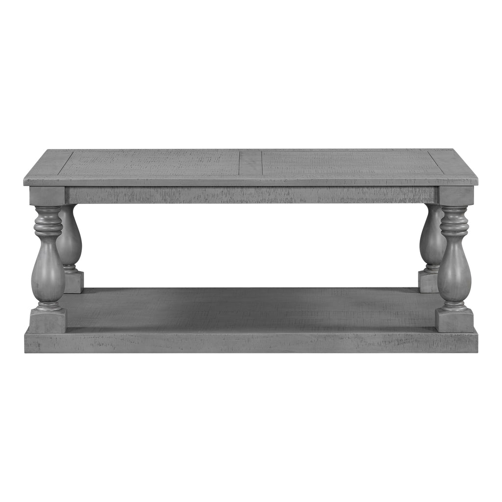 U-STYLE Vintage Coffee Table Featuring Artistic Vase Column Legs And Luxurious Pine Veneer For Timeless Charm Suitable For Living Room  Study Room
