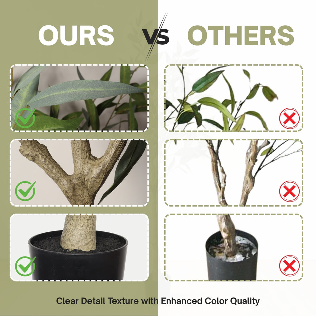 5FT Artificial Eucalyptus Tree With Black Plastic Pot, Realistic Fake Potted Plant For Home Office Indoor Decoration,  Green Faux Tree, 1pc Set
